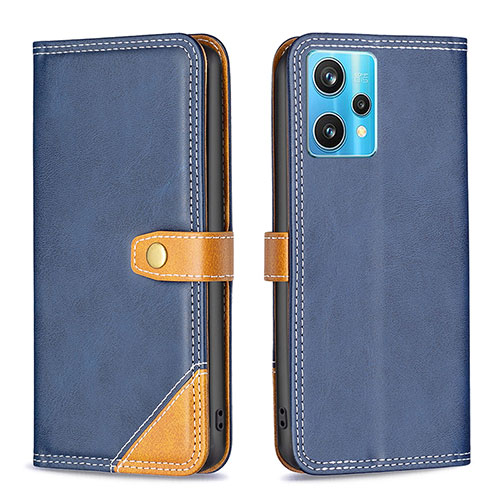 Leather Case Stands Flip Cover Holder B14F for Realme 9 4G Blue