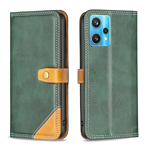 Leather Case Stands Flip Cover Holder B14F for Realme 9 4G Green