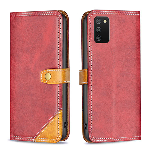 Leather Case Stands Flip Cover Holder B14F for Samsung Galaxy A02s Red