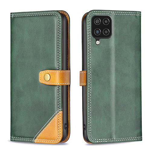 Leather Case Stands Flip Cover Holder B14F for Samsung Galaxy A12 5G Green