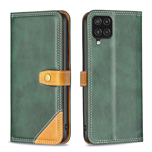 Leather Case Stands Flip Cover Holder B14F for Samsung Galaxy A12 Nacho Green