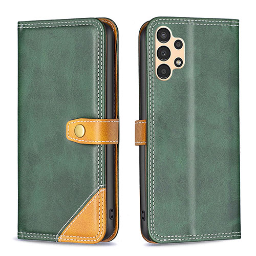 Leather Case Stands Flip Cover Holder B14F for Samsung Galaxy A13 4G Green