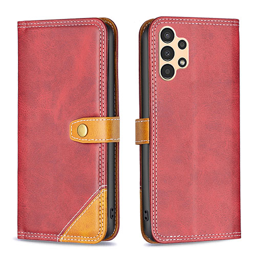 Leather Case Stands Flip Cover Holder B14F for Samsung Galaxy A13 4G Red