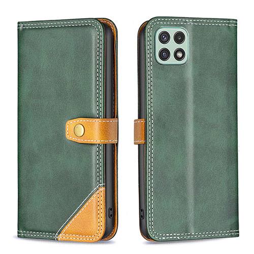 Leather Case Stands Flip Cover Holder B14F for Samsung Galaxy A22 5G Green