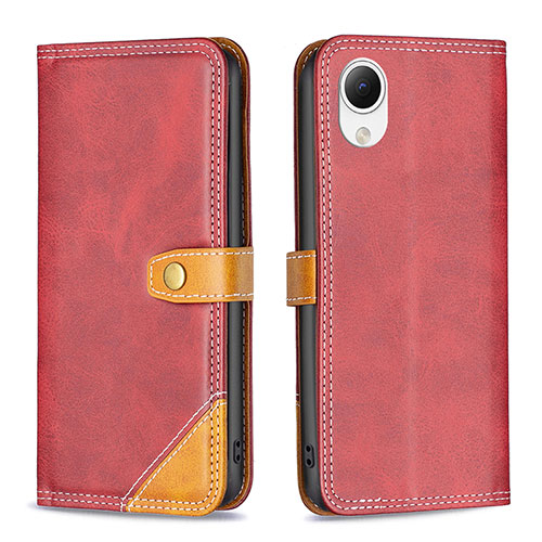 Leather Case Stands Flip Cover Holder B14F for Samsung Galaxy A23s Red