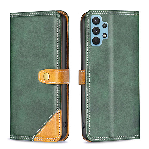 Leather Case Stands Flip Cover Holder B14F for Samsung Galaxy A32 5G Green