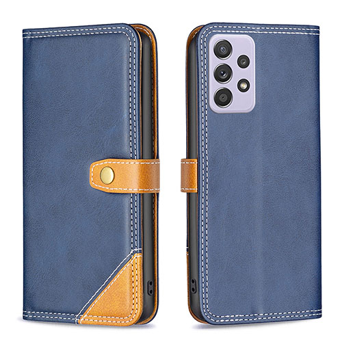 Leather Case Stands Flip Cover Holder B14F for Samsung Galaxy A52s 5G Blue