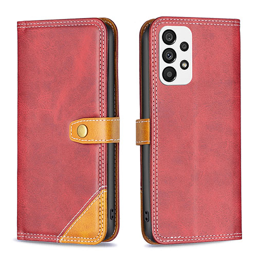 Leather Case Stands Flip Cover Holder B14F for Samsung Galaxy A73 5G Red