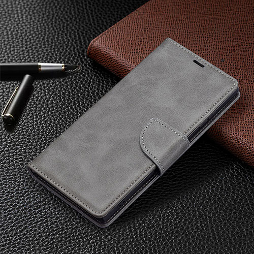 Leather Case Stands Flip Cover Holder B14F for Samsung Galaxy S23 Ultra 5G Gray