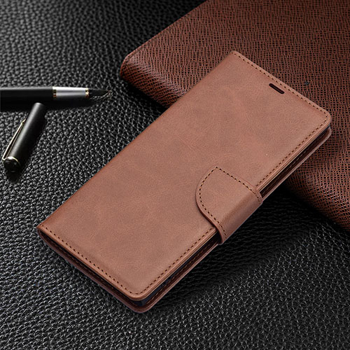 Leather Case Stands Flip Cover Holder B14F for Samsung Galaxy S24 Ultra 5G Brown