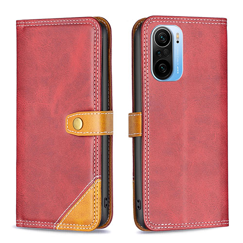 Leather Case Stands Flip Cover Holder B14F for Xiaomi Mi 11i 5G Red