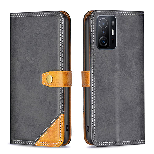 Leather Case Stands Flip Cover Holder B14F for Xiaomi Mi 11T 5G Black