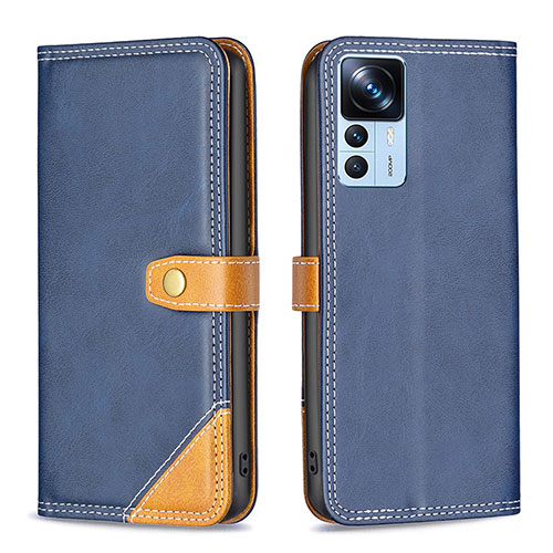 Leather Case Stands Flip Cover Holder B14F for Xiaomi Mi 12T Pro 5G Blue