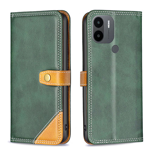 Leather Case Stands Flip Cover Holder B14F for Xiaomi Redmi A1 Plus Green