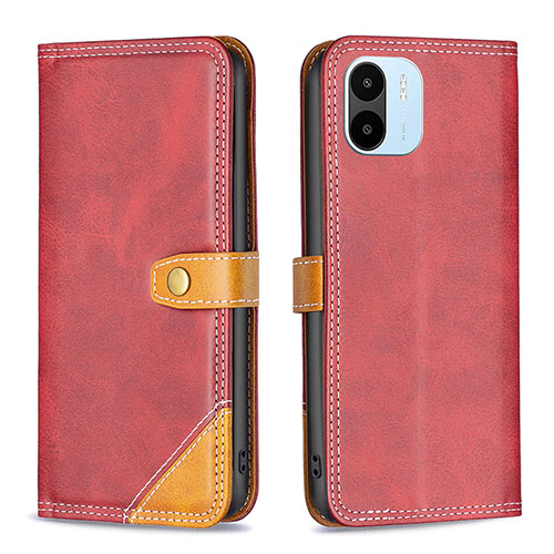 Leather Case Stands Flip Cover Holder B14F for Xiaomi Redmi A2 Plus Red