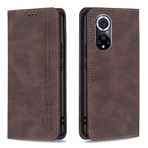 Leather Case Stands Flip Cover Holder B15F for Huawei Honor 50 5G Brown