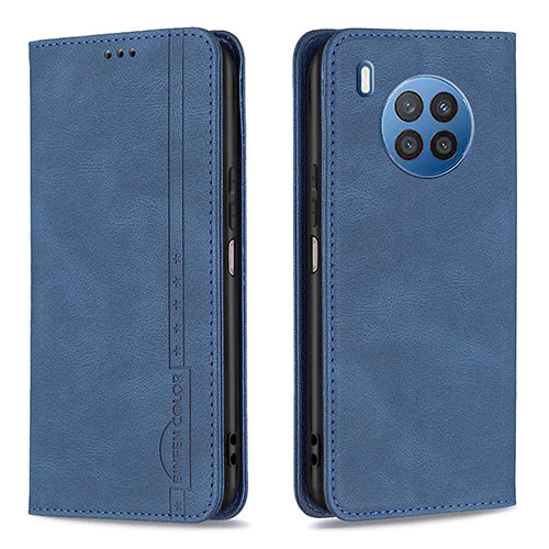 Leather Case Stands Flip Cover Holder B15F for Huawei Nova 8i Blue