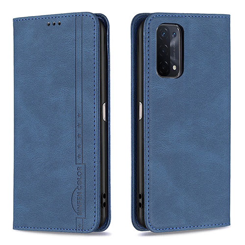 Leather Case Stands Flip Cover Holder B15F for Oppo A54 5G Blue