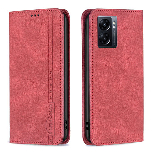 Leather Case Stands Flip Cover Holder B15F for Oppo A77 5G Red