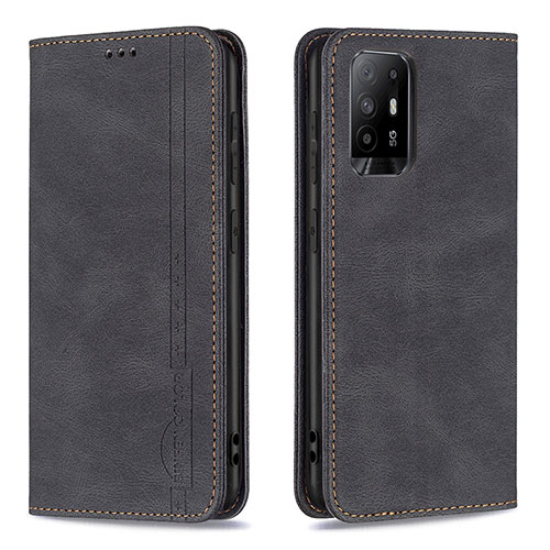 Leather Case Stands Flip Cover Holder B15F for Oppo A94 5G Black