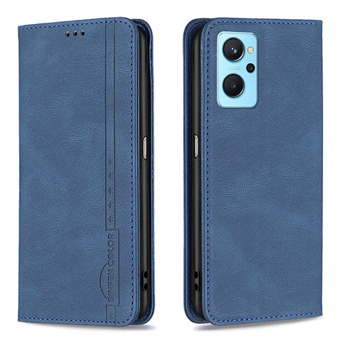 Leather Case Stands Flip Cover Holder B15F for Oppo A96 4G Blue