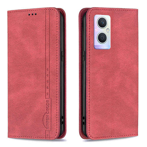 Leather Case Stands Flip Cover Holder B15F for Oppo A96 5G Red