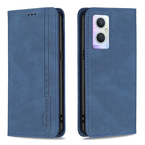 Leather Case Stands Flip Cover Holder B15F for Oppo F21 Pro 5G Blue