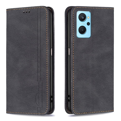 Leather Case Stands Flip Cover Holder B15F for Oppo K10 4G Black