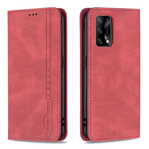 Leather Case Stands Flip Cover Holder B15F for Oppo Reno6 Lite Red