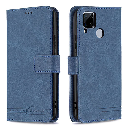 Leather Case Stands Flip Cover Holder B15F for Realme 7i RMX2193 Blue