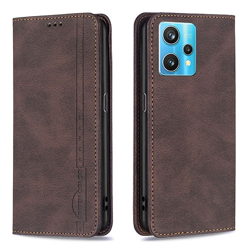 Leather Case Stands Flip Cover Holder B15F for Realme 9 4G Brown