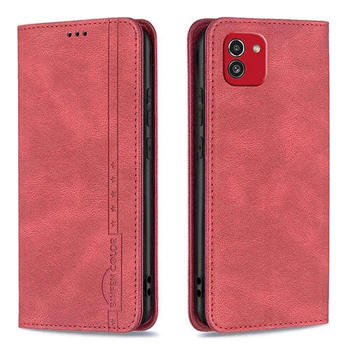 Leather Case Stands Flip Cover Holder B15F for Samsung Galaxy A03 Red