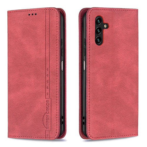 Leather Case Stands Flip Cover Holder B15F for Samsung Galaxy A04s Red