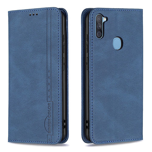 Leather Case Stands Flip Cover Holder B15F for Samsung Galaxy A11 Blue