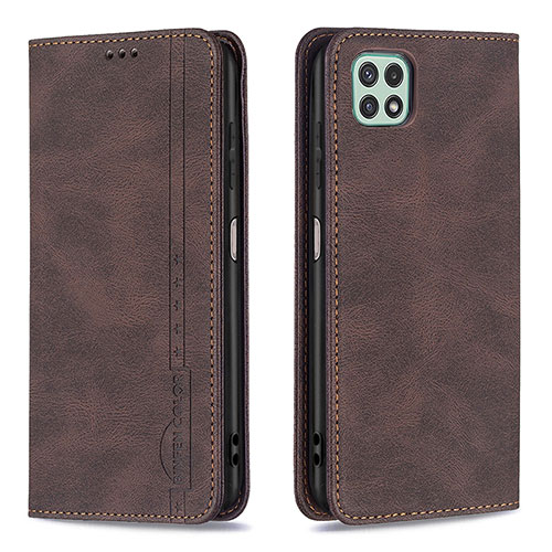 Leather Case Stands Flip Cover Holder B15F for Samsung Galaxy A22s 5G Brown