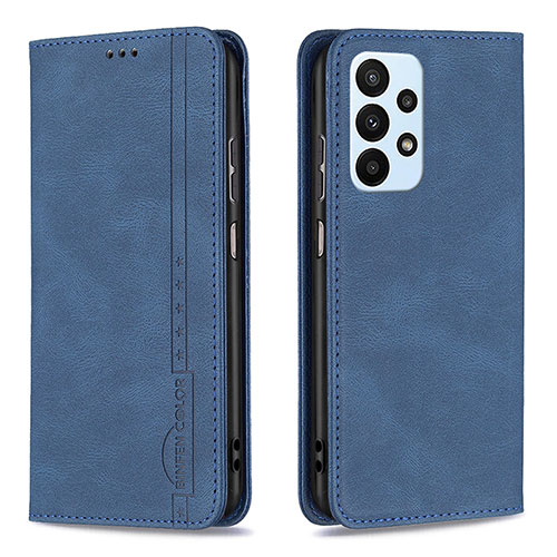 Leather Case Stands Flip Cover Holder B15F for Samsung Galaxy A23 4G Blue