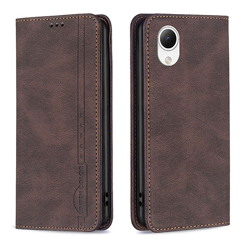 Leather Case Stands Flip Cover Holder B15F for Samsung Galaxy A23e 5G Brown