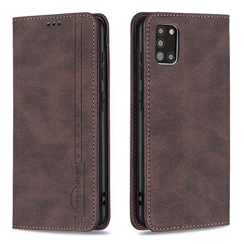 Leather Case Stands Flip Cover Holder B15F for Samsung Galaxy A31 Brown