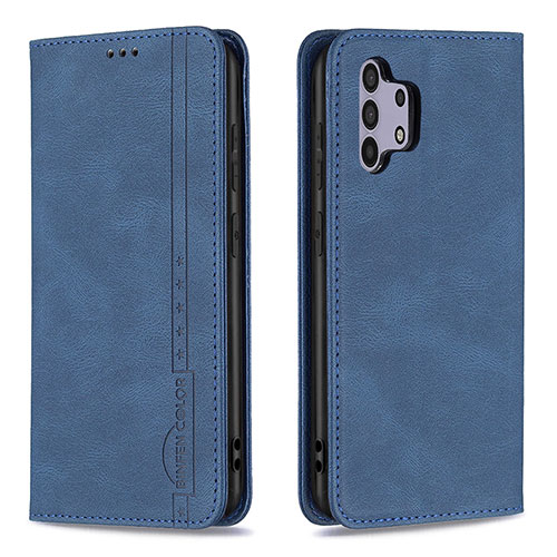 Leather Case Stands Flip Cover Holder B15F for Samsung Galaxy A32 4G Blue