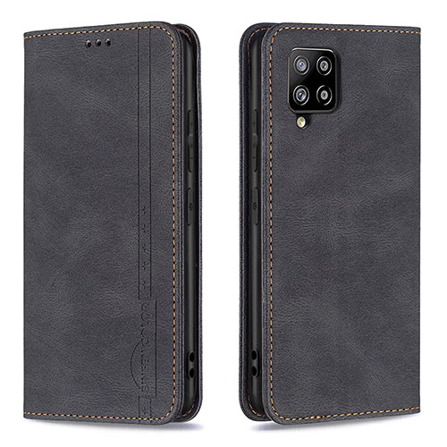 Leather Case Stands Flip Cover Holder B15F for Samsung Galaxy A42 5G Black