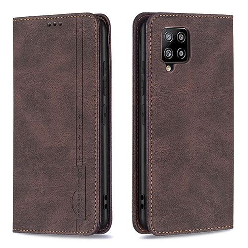 Leather Case Stands Flip Cover Holder B15F for Samsung Galaxy A42 5G Brown