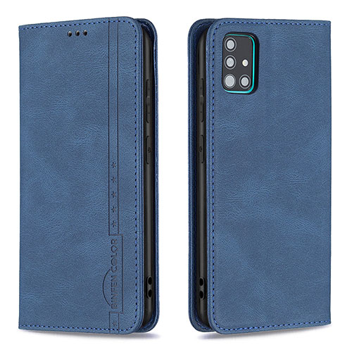 Leather Case Stands Flip Cover Holder B15F for Samsung Galaxy A51 5G Blue