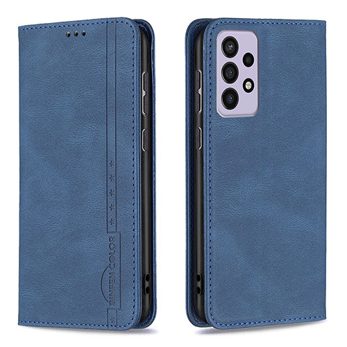 Leather Case Stands Flip Cover Holder B15F for Samsung Galaxy A73 5G Blue