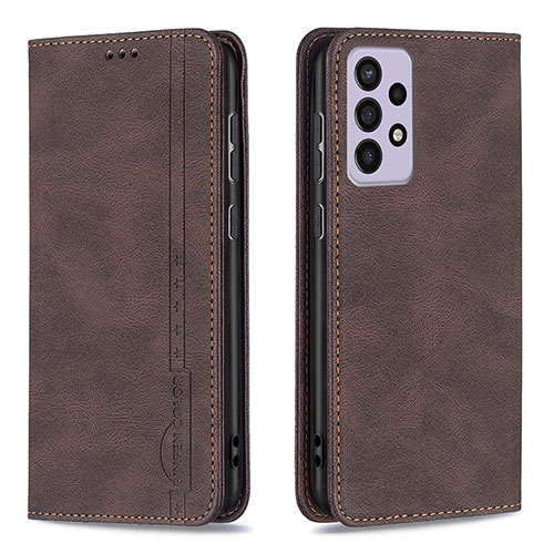 Leather Case Stands Flip Cover Holder B15F for Samsung Galaxy A73 5G Brown