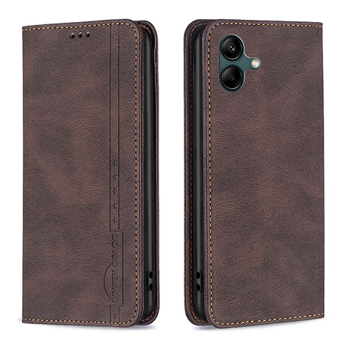 Leather Case Stands Flip Cover Holder B15F for Samsung Galaxy F04 Brown