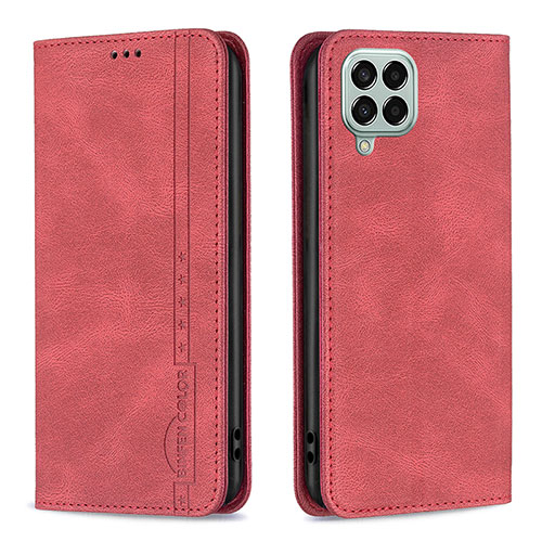 Leather Case Stands Flip Cover Holder B15F for Samsung Galaxy M33 5G Red