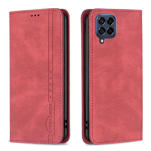 Leather Case Stands Flip Cover Holder B15F for Samsung Galaxy M53 5G Red