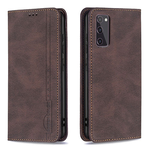 Leather Case Stands Flip Cover Holder B15F for Samsung Galaxy S20 FE (2022) 5G Brown