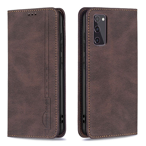 Leather Case Stands Flip Cover Holder B15F for Samsung Galaxy S20 FE 5G Brown