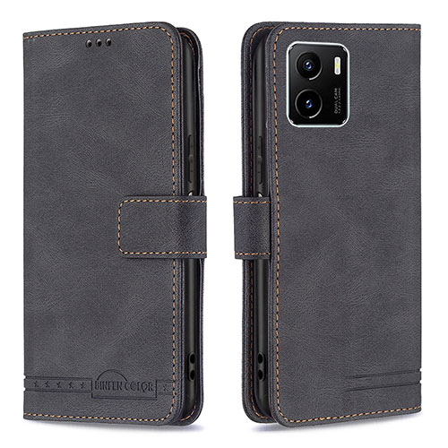 Leather Case Stands Flip Cover Holder B15F for Vivo Y01 Black